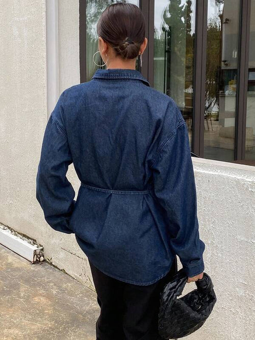 Blouse en jean  à manches longues, style western décontracté