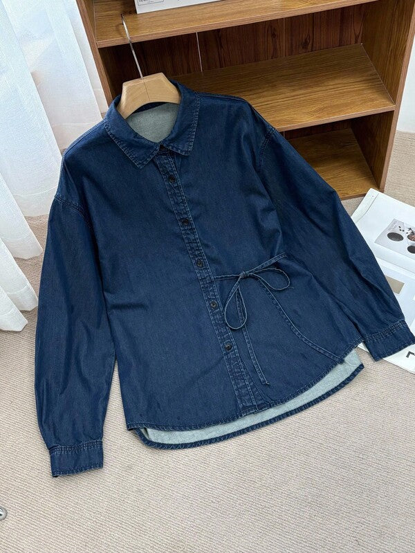 Blouse en jean  à manches longues, style western décontracté