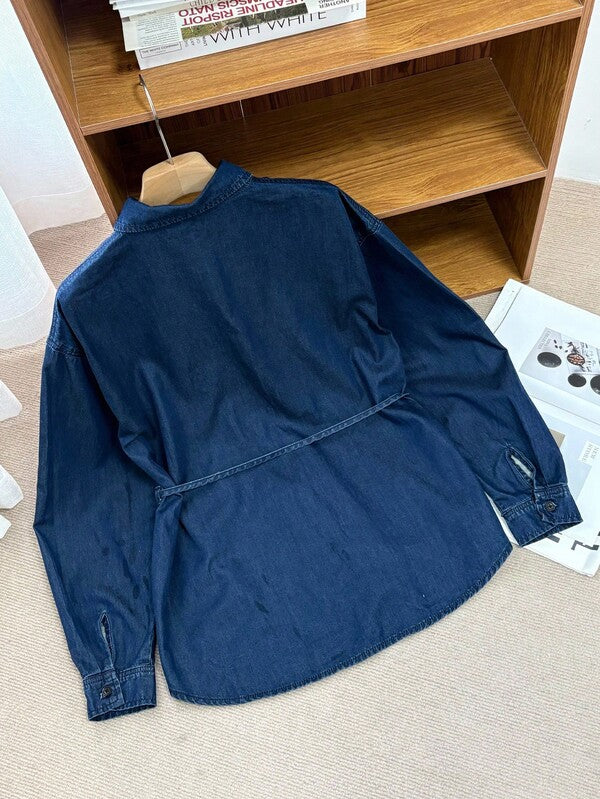 Blouse en jean  à manches longues, style western décontracté